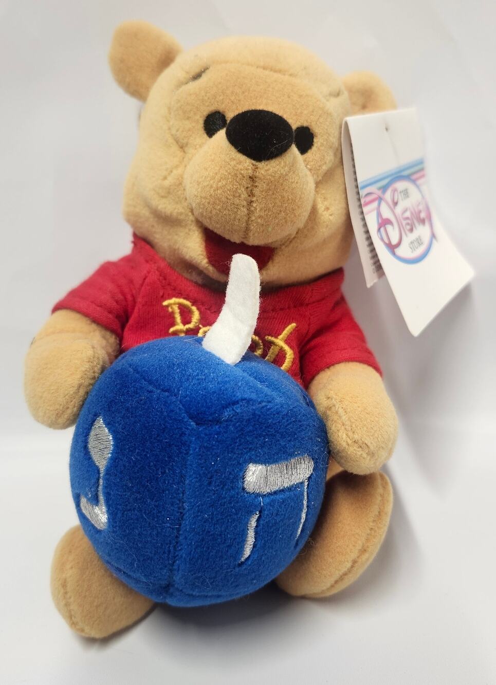 Vintage Disney Store Hanukkah Pooh 8" Mini Bean Bag Plush Dreidel w/ Tags